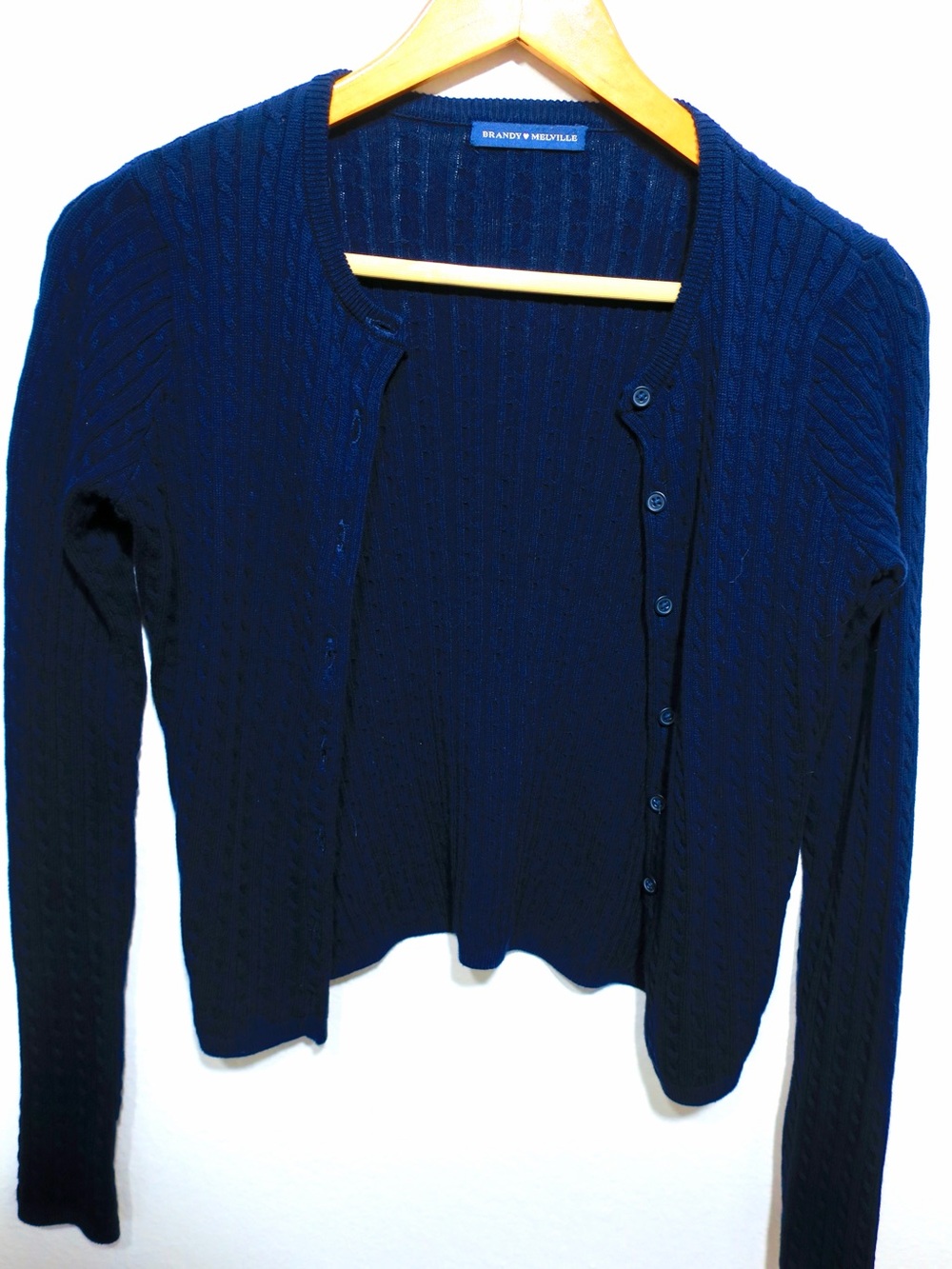 Brandy Melville Navy Cable-Knit Button-Up Cardigan